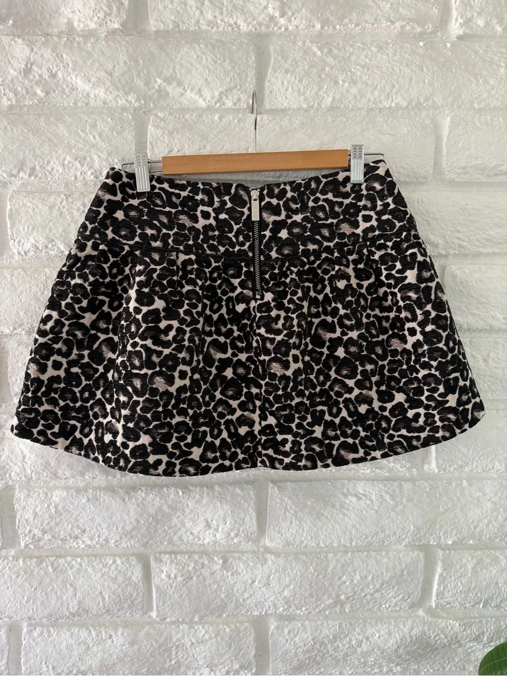 Scotch & Soda Black and White Leopard Brocade Skater Skirt Sz 1 M-17